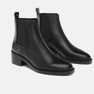 Zara Leather Chelsea Ankle Boots